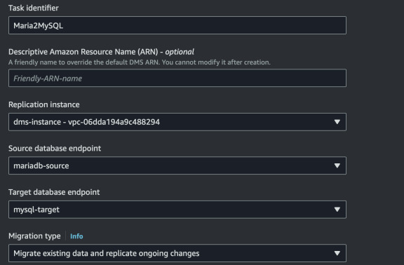 DMS task settings