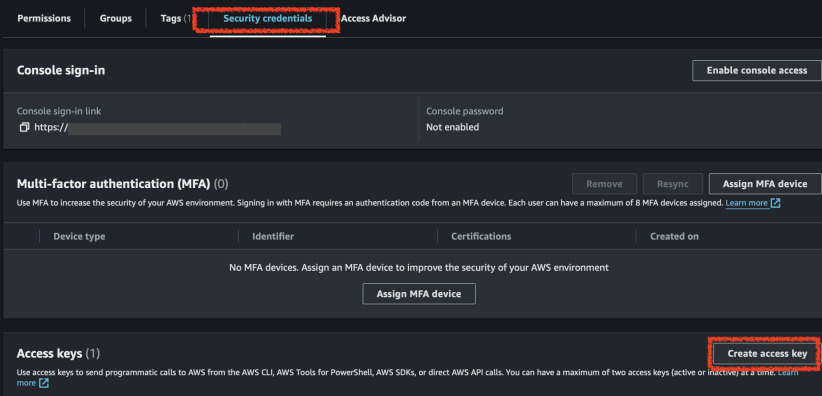 Create access keys