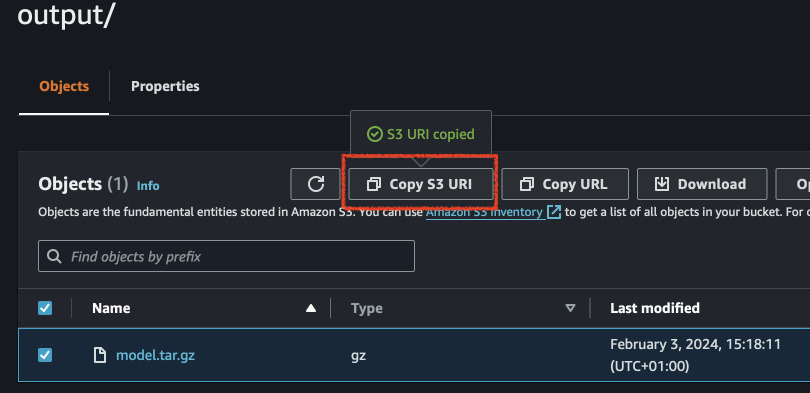 Copy S3 URI