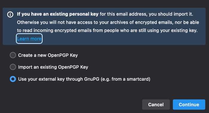 External through GnuPG